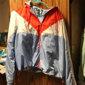 Divided Orange, Blue and White Windbreaker